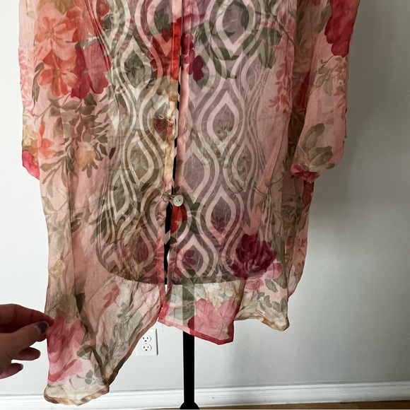 Vintage 90s Lady Dorby Sheer Floral Open Back Top - Picture 9 of 13